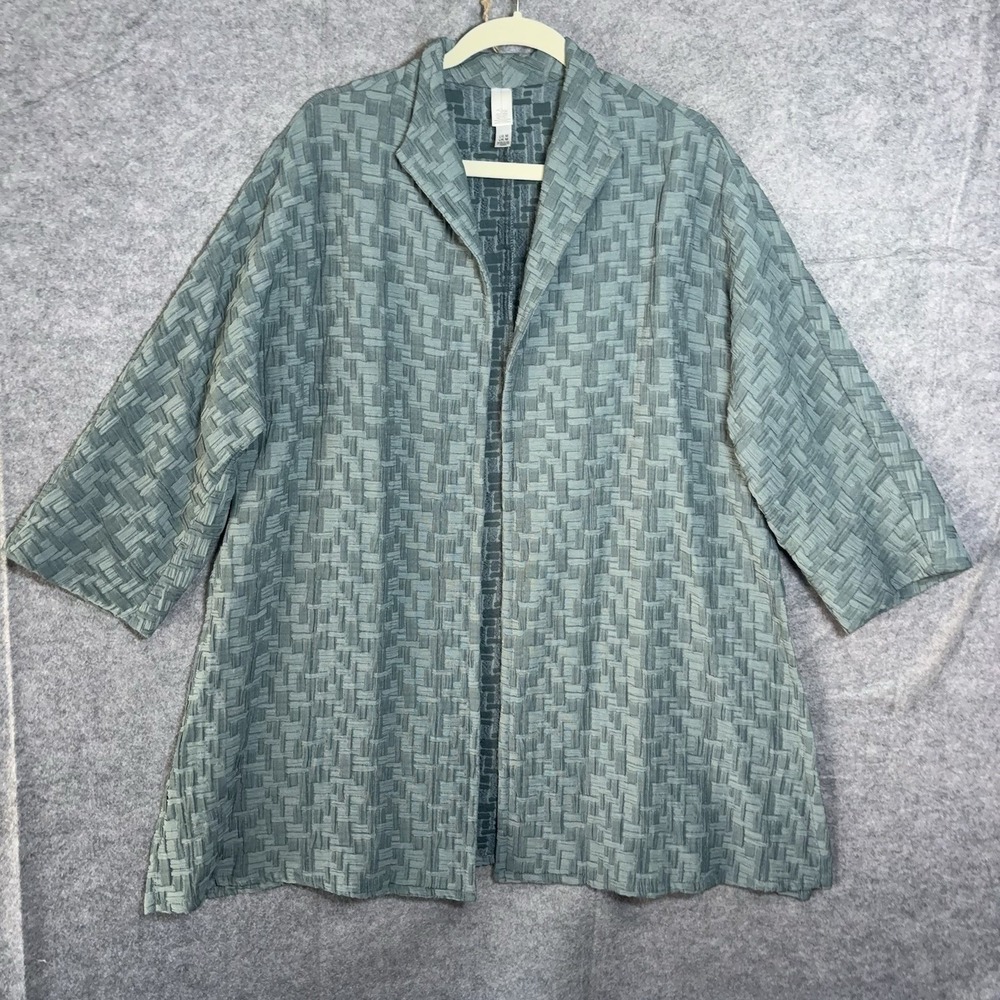 Marla Wynne Blazer Jacket Womens Sz M Sage Green Weave Imported Fabric Oversized